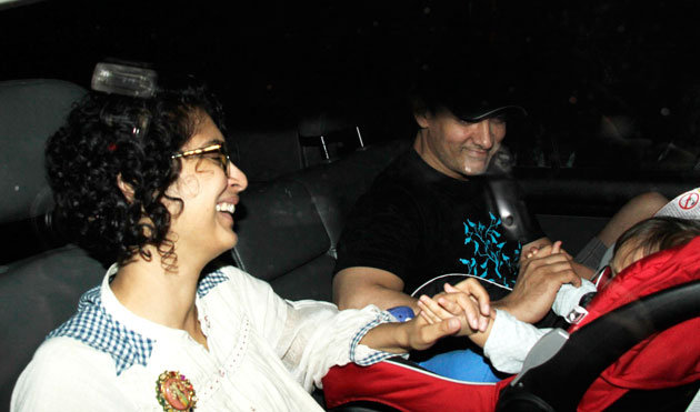 aamir with wife kiran and son azad